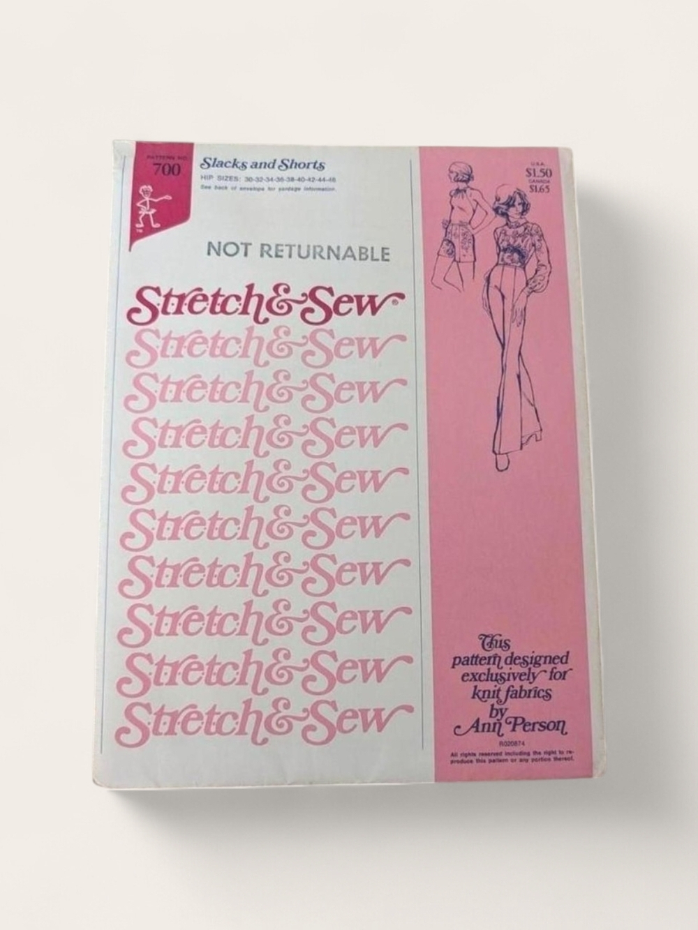1974 stretch and sew sewing pattern